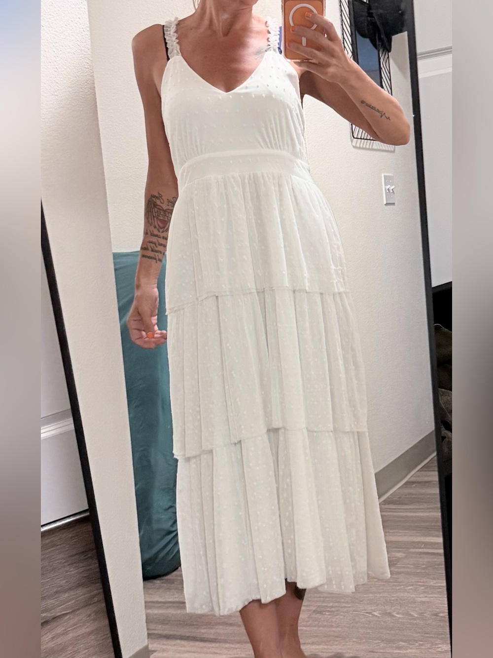 Lulu's White Tiered Open-Back Midi Dress